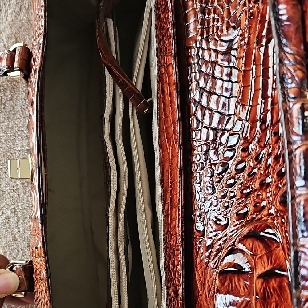 Brahmin Pecan BrownCrocodile Daylan Embossed Shoulder Bag - Picture 5 of 12
